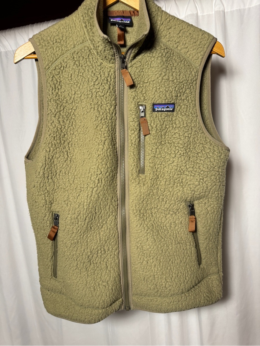 Patagonia Men's Retro Pile Fleece Vest Small Sage Green Full Zip Outdoor